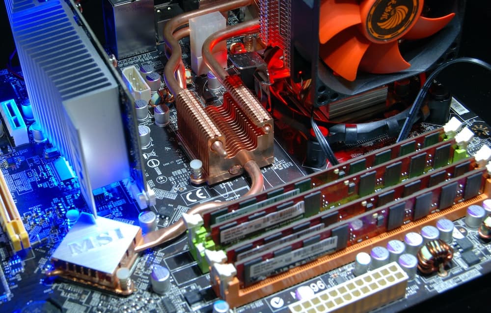 Close up of computer motherboard