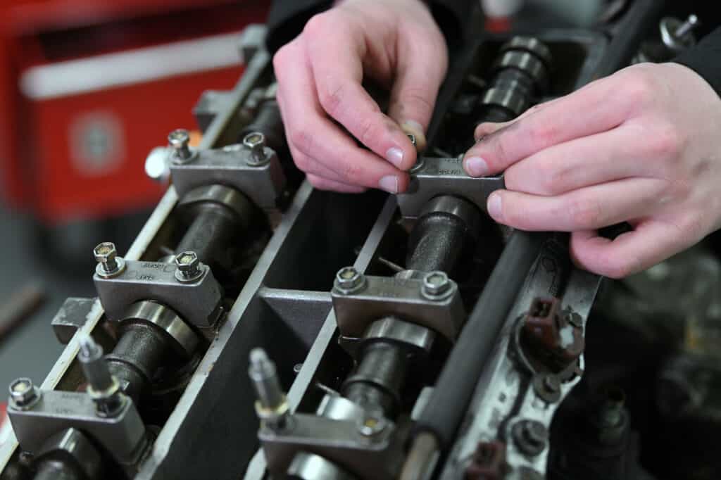 Close up of automotive learner with engine.
