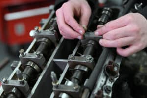 Close up of automotive learner with engine.