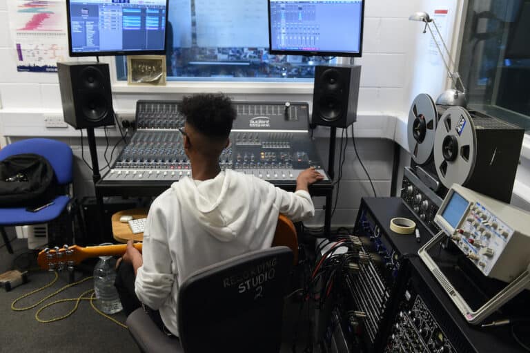 A learner in the recording studio
