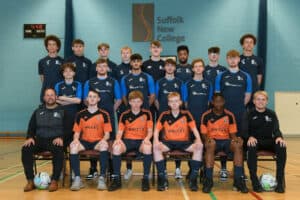 Football studies team photo at the Ipswich Campus Sports Centre