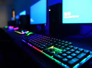 Close up of RGB keyboard in the Tech campus