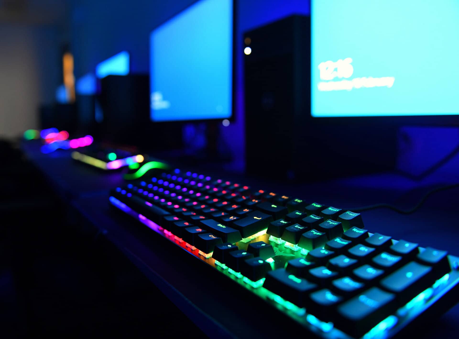 Close up of RGB keyboard in the Tech campus