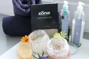 A display of spa products available at the zone