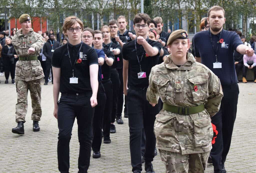 Public Servicess Students During The Parade At Suffolk New College