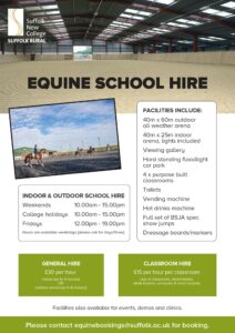 An Equine Poster showing Equine Hire options.