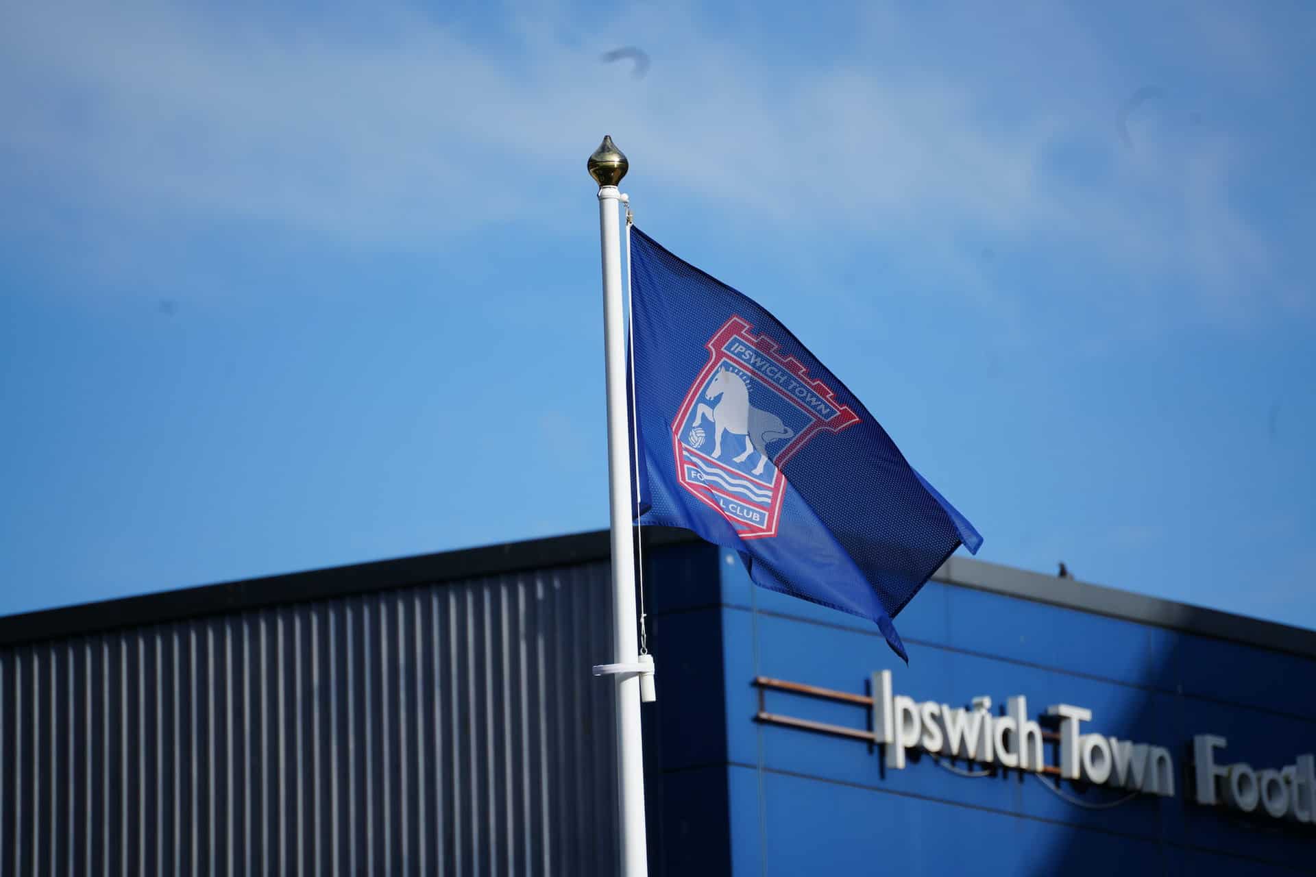Ipswich Town Flag Flying At Portman Road Stadium