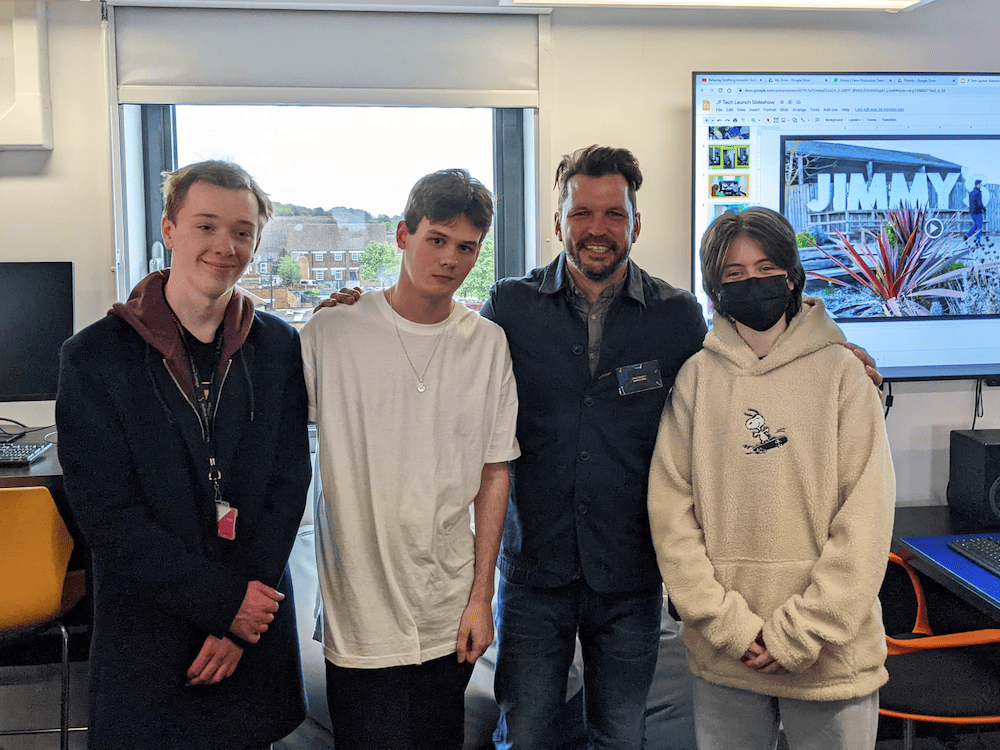 Jimmy from Jimmy's Farm with Media Students