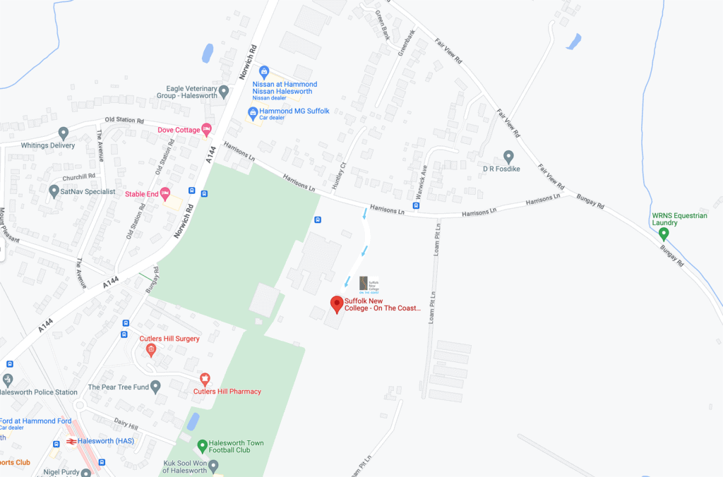 A map showing the Halesworth campus