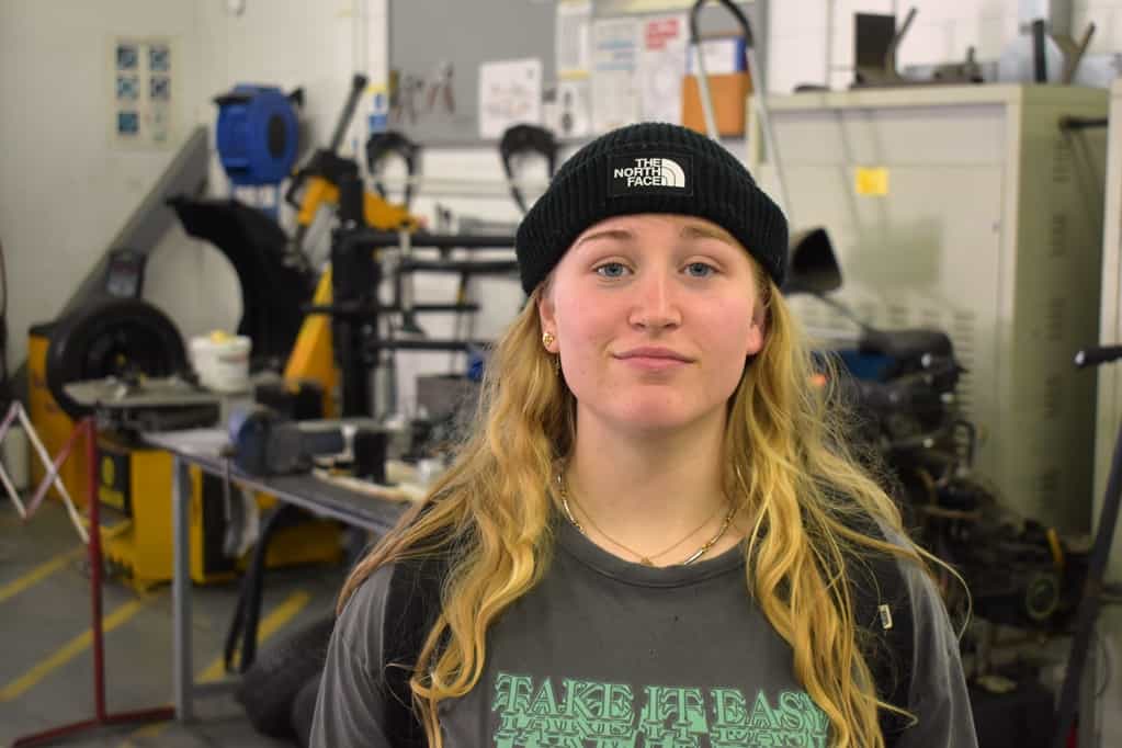 Cleo Thompson in fabrication workshop