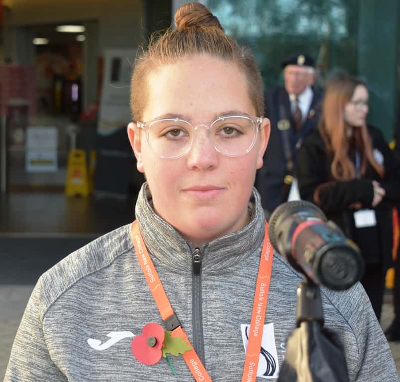Cassidy Beeton at the remembrance parade
