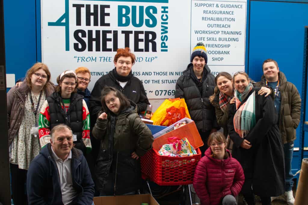 SNC Inclusive learning students with staff from the Bus Shelter organisation