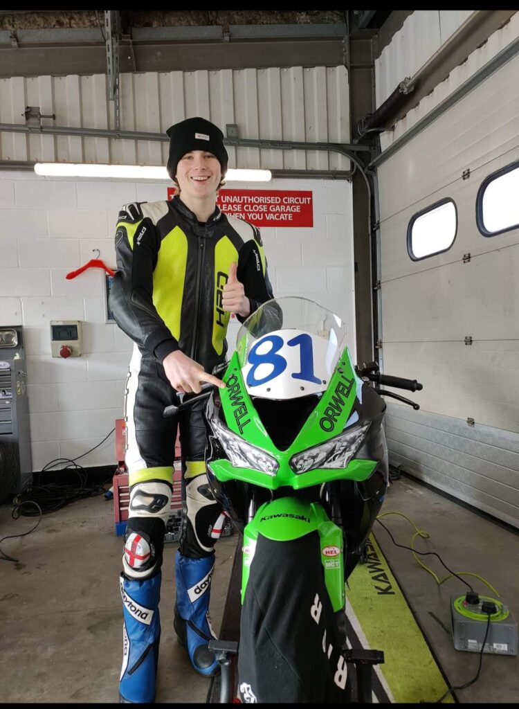 Fred mcMullan with his GP Motorbike