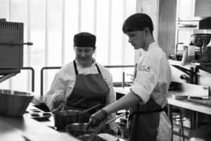 Trainee chefs cooking in SCCA kitchens