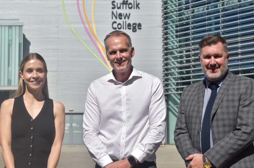 Kayleigh Paul and Alan at Suffolk New College