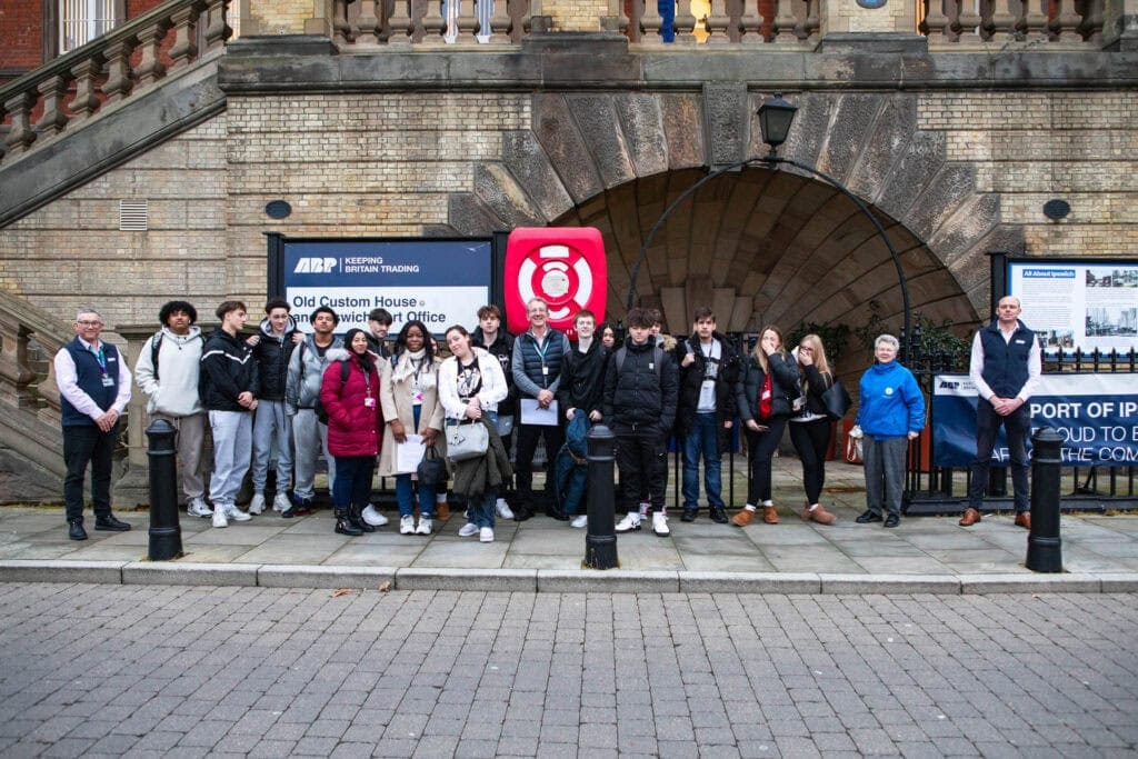 Learners outside Ipswich customs house