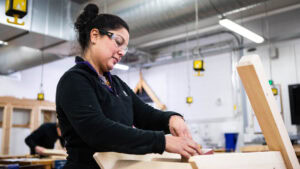 Mature learner in the carpentry workshop