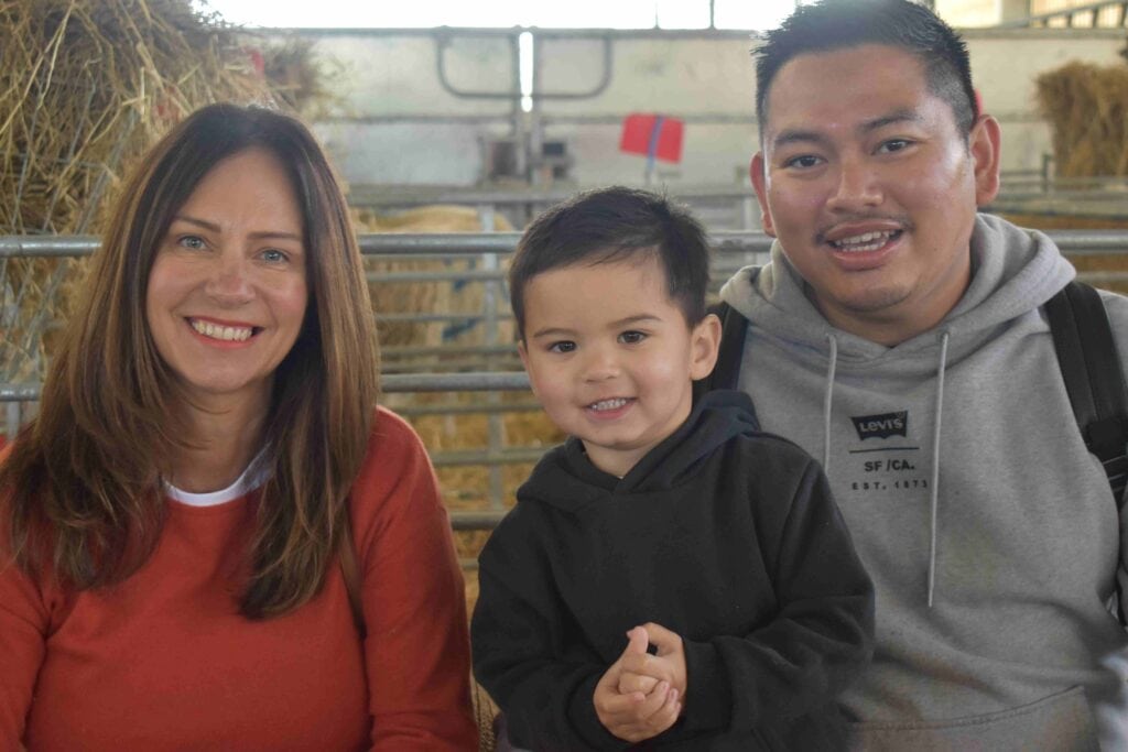 Family visits college farm