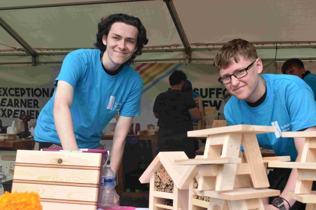 Riley Evans And Liam Airey Carpentry Students At Suffolk New College Are Making Birdboxes And Bughouses On Behalf Of St Elizabeth Hospice