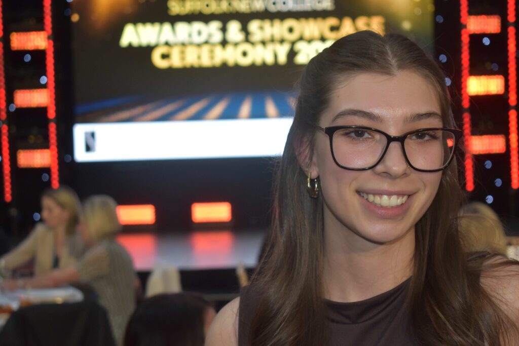 Student receiving award