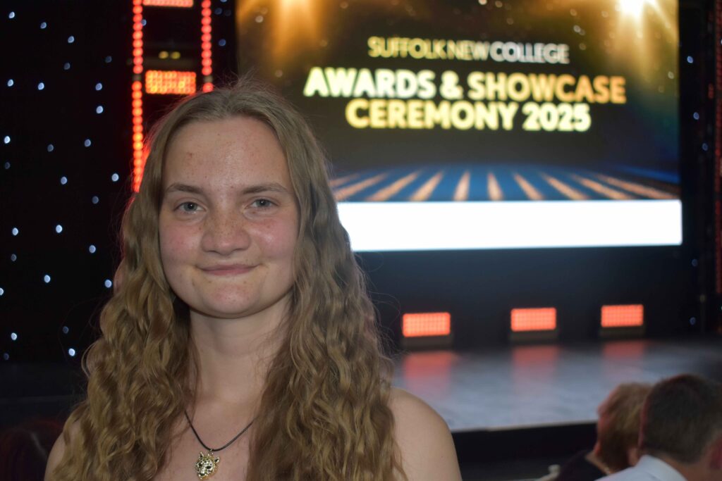 Student receiving award