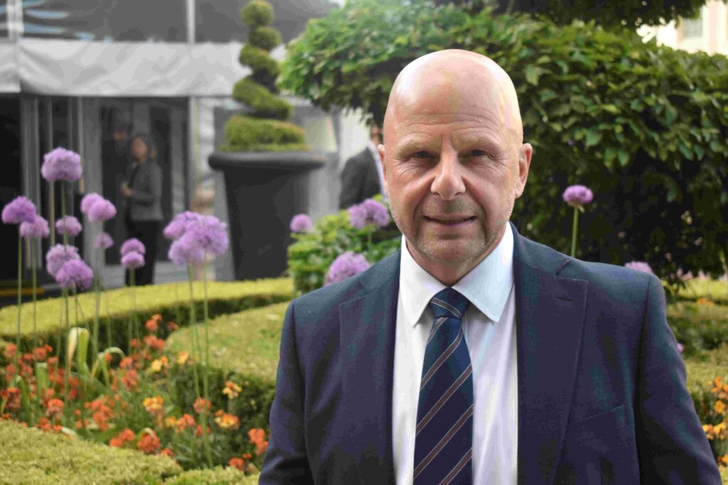 Business leader at college event