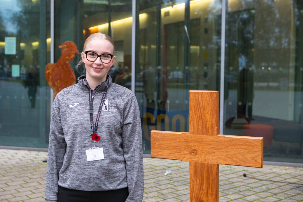 student at remembrance service