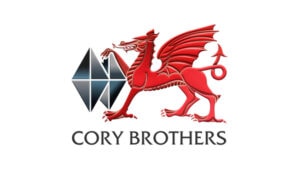 Cory Brothers logistics logo featuring a red dragon and geometric design, representing transportation and freight services in Suffolk New College context.