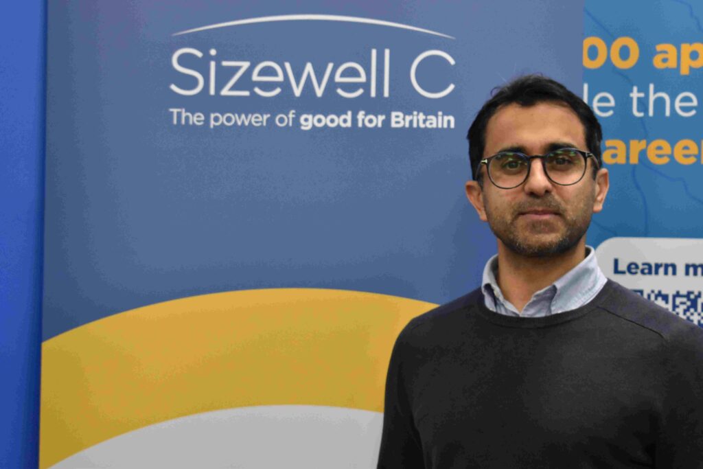 Sizewell C promotional event at Suffolk New College featuring career guidance and educational opportunities in renewable energy and green technology.