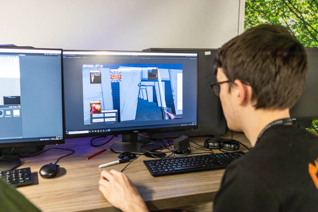 Student working on 2D/3D animation project at Suffolk New College during a fast-paced "Animation in a Day" course.