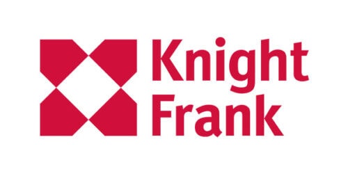The Knight Frank logo displayed on a sign at Suffolk New College, showcasing a partnership or sponsorship related to education and property services.