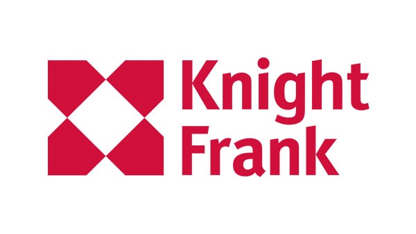 The Knight Frank logo displayed on a sign at Suffolk New College, showcasing a partnership or sponsorship related to education and property services.