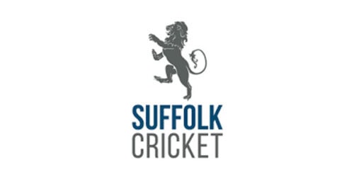 Official Suffolk Cricket logo featuring a lion and the text Suffolk Cricket, representing the local cricket organisation in Suffolk, UK.