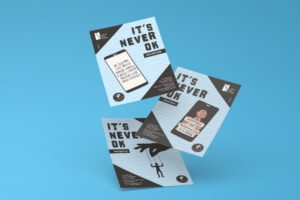 Three promotional flyers for Suffolk New College featuring a mobile phone and motivational messages, promoting help and support services for students.